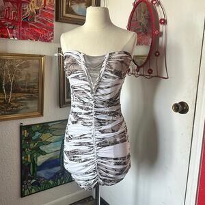 wet seal chain detail strapless mini bodycon dress